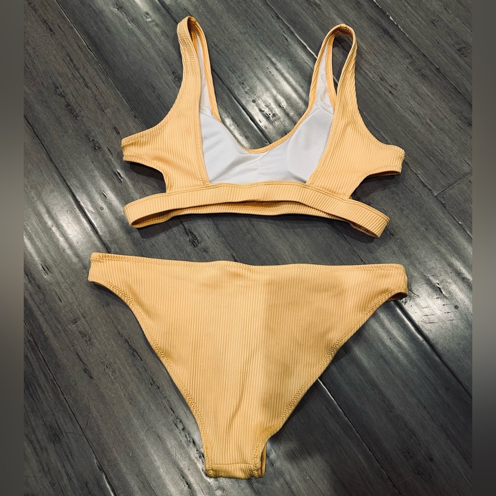 Yellow Ribbed Bikini Set - Picture 2 of 6